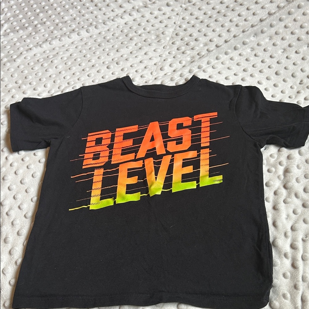 The Children's Place Black Tee with Orange and Yellow Graphic